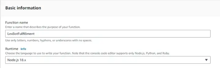 Create lambda function